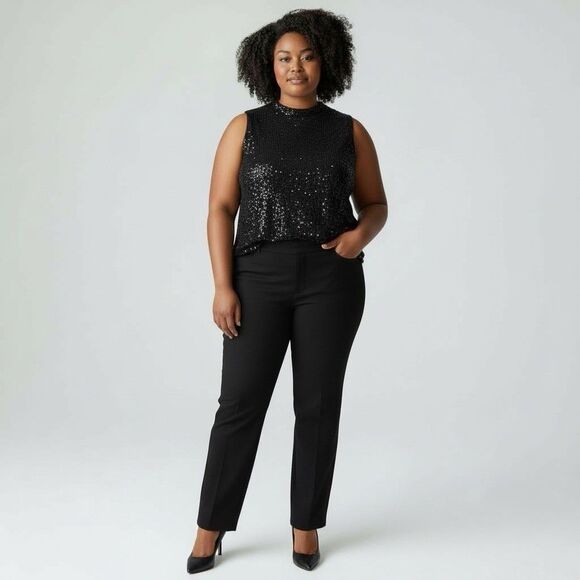 Calvin Klein Sequin Blouse Size 2X Sleeveless Tank Top New Years NYE Holiday - Picture 1 of 10